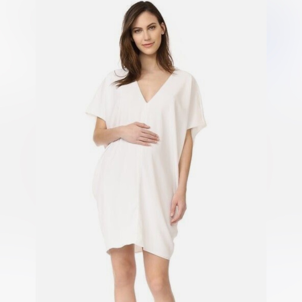 HATCH Maternity The Slouch V-Neck Dress White NWT